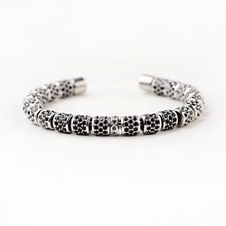 Paved Beaded Bangle In Silver