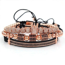 3 Piece Crown Set Bracelet in Rose Gold