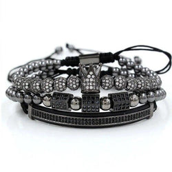 3 Piece Crown Set Bracelet in Black