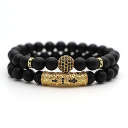 2 Piece Beaded Bracelet in Gold