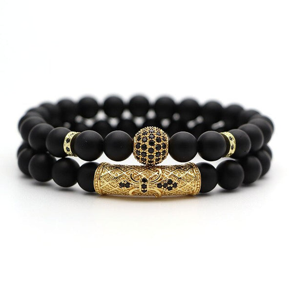 2 Piece Beaded Bracelet in Gold