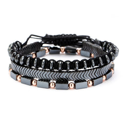 3 Piece Braided Bracelet in Black