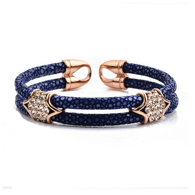 Studded Stingray Bangle In Dark Blue