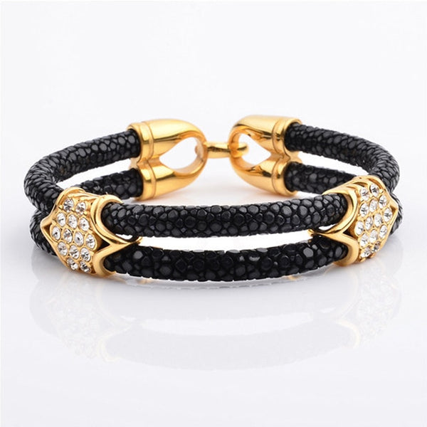 Studded Stingray Bangle In Black