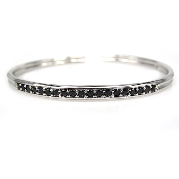 Cuff Bangle in Silver Black