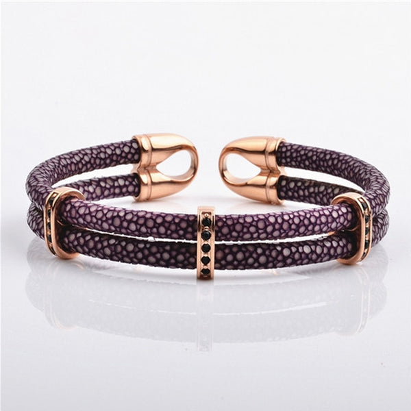 Studded Stingray Bangle In Purple