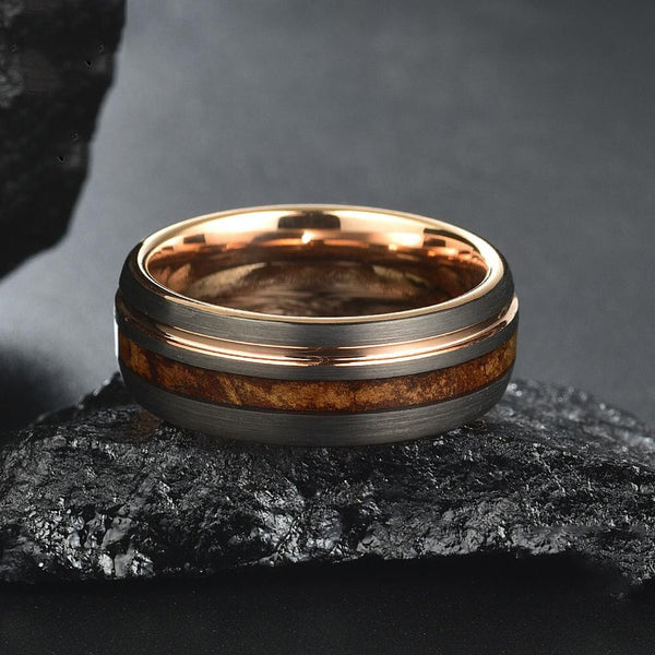 Double Line Ring in Rose Gold Grey