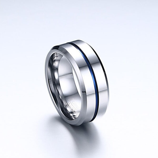 Double Line Ring in Blue & Silver