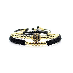 Studded Ball Bracelet Set In Gold