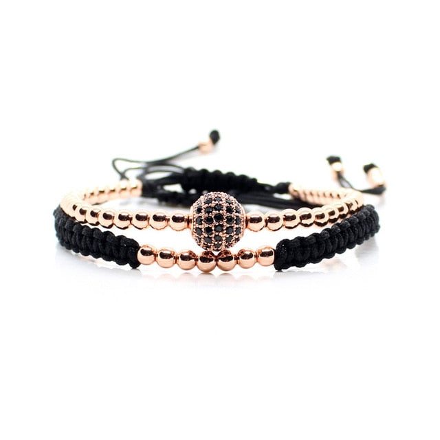 Studded Ball Bracelet Set In Rose Gold