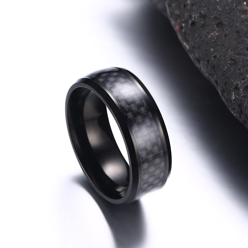 Black Carbon Fiber Ring