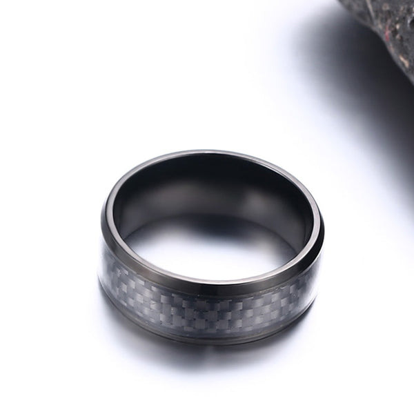 Black Carbon Fiber Ring